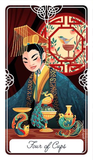 聖杯四:皇帝與夜鶯|Tarot of the Divine 神聖塔羅