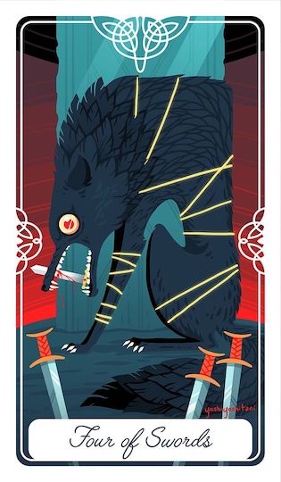 寶劍四:巨狼芬里爾|Tarot of the Divine 神聖塔羅