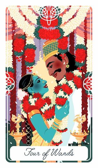 權杖四:阿拉萬的獻祭|Tarot of the Divine 神聖塔羅