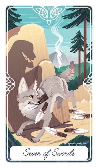 寶劍七:貪心的郊狼|Tarot of the Divine 神聖塔羅