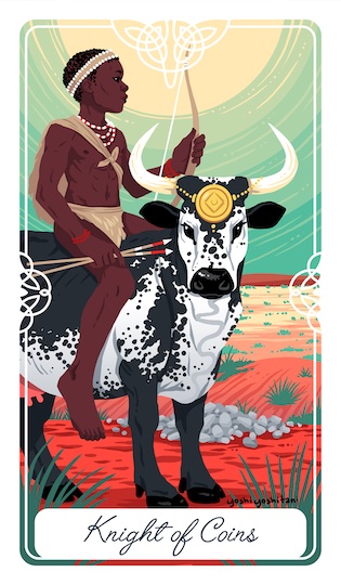 錢幣騎士：獵人之神海特斯｜Tarot of the Divine 神聖塔羅